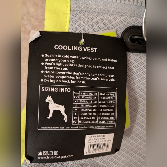 True love Gray and Yellow Dog Cooling Vest NWT - Picture 6 of 6